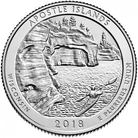 2018 * Quarto di Dollaro (25 Cents) Stati Uniti "Apostle Islands - Wisconsin" UNC