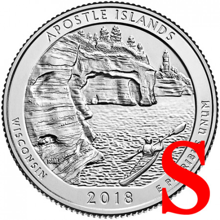 2018 * Quarto di Dollaro (25 Cents) Stati Uniti "Apostle Islands - Wisconsin" S UNC