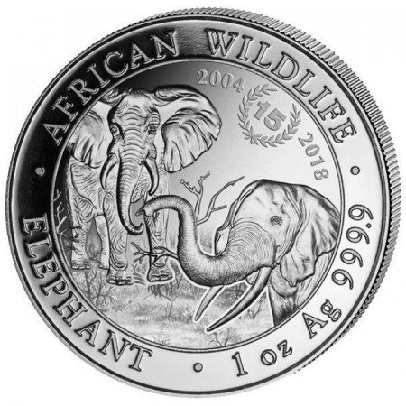 2018 * 100 Shillings Argento 1 OZ Somalia "Elefante - 15th Anniversary" FDC