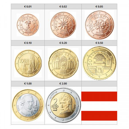 2018 * Serie 8 Monete Euro AUSTRIA UNC