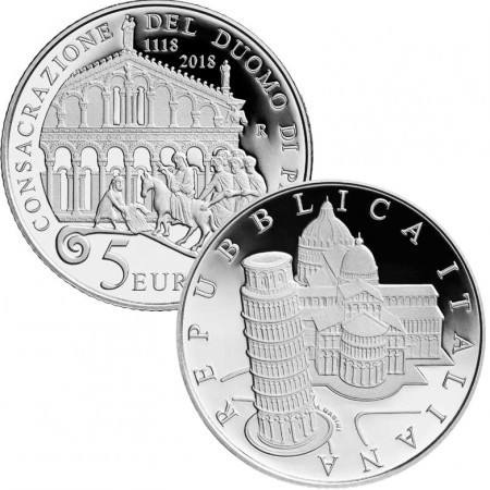 2018 * 5 Euro ITALIA "900 Consacrazione Duomo di Pisa" PROOF