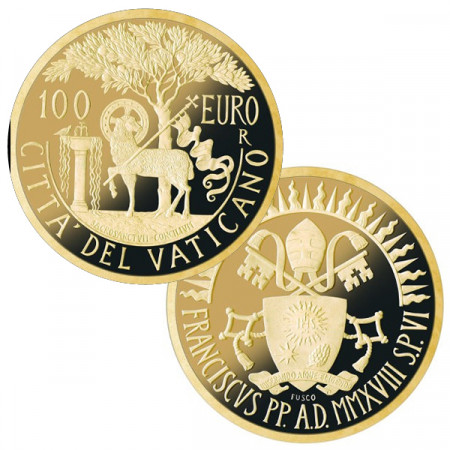 2018 * 100 Euro VATICANO Oro "Papa Francesco - Sacrosanctum Concilium" PROOF