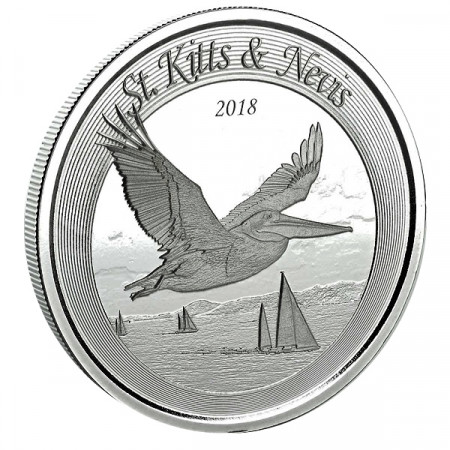 2018 * 2 Dollars Argento 1 OZ Saint Kitts e Nevis "Pelican" FDC