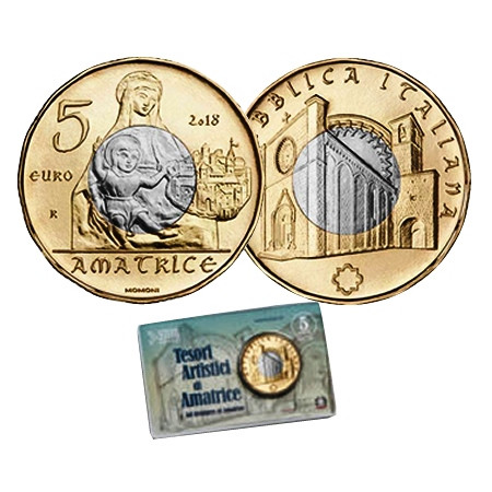 2018 * 5 Euro Bimetallica ITALIA "Tesori Artistici di Amatrice" FDC