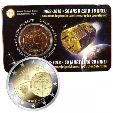 2018 * 2 Euro BELGIO "50º Lancio Satellite ESRO-2B" Lato Francese Coincard
