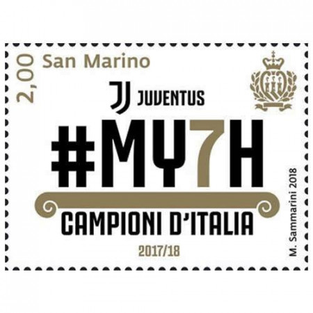 2018 * Francobollo San Marino 2,00 Euro "MY7H - Juventus Campione d'Italia"