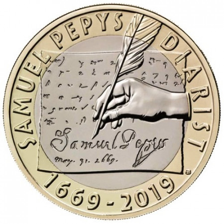 2019 * 2 Pounds Bimetallica Gran Bretagna "Samuel Pepys' Diary" FDC