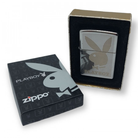 2007ca * Accendino Scatola in Cartone "ZIPPO, Playboy, Bunny Vertical - 24308 - High Polish Chrome" (A)