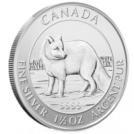 2014 * 8 Dollari d'argento 1,5 OZ Canada Volpe Artica