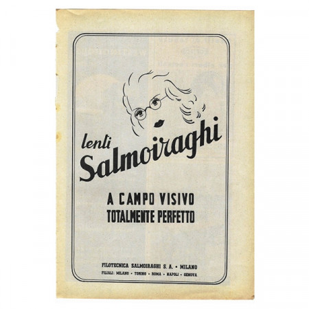 1942 * Pubblicità Originale Ottica Lenti SALMOIRAGHI "Campo Visivo Perfetto" Bianco/Nero