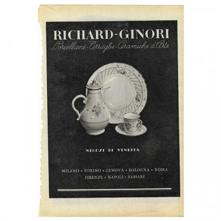 1942 * Pubblicità Originale Ceramiche Richard-Ginori "Porcellane" Bianco/Nero