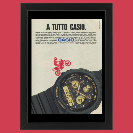 Anni ' 90  * Pubblicità Originale "Casio, Moto Enduro, A Tutto Casio” Cornice