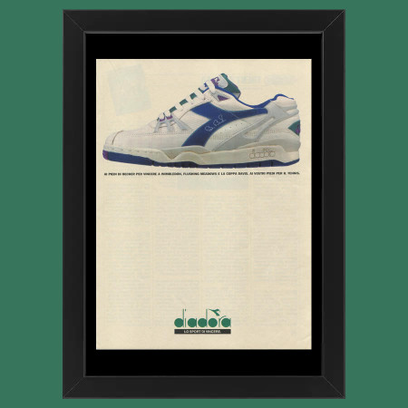 Anni ' 90  * Pubblicità Originale "Diadora, Boris Becker, Wimbledon” Cornice