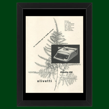 Anni ' 50  * Pubblicità Originale "Olivetti, Studio 44, La Macchina per Lo Studio Privato” Cornice