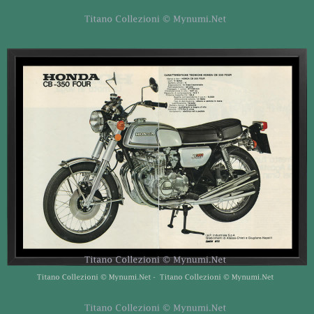 Anni ' 70  * Pubblicità Originale "Honda, CB - 350 Four Doppia" Cornice