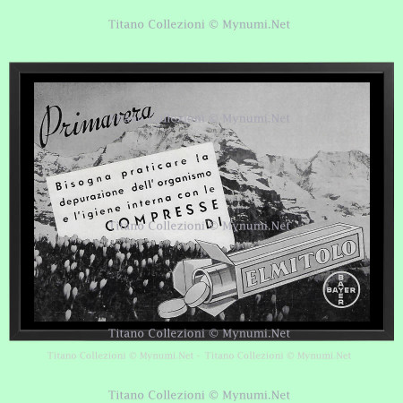 Anni ' 30  * Pubblicità Originale "Elmitolo, Compresse Depurative” Cornice