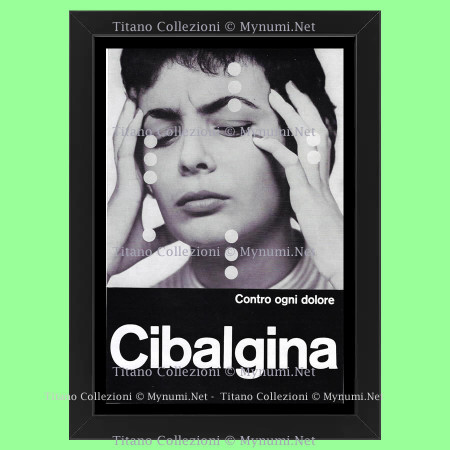 Anni ' 60  * Pubblicità Originale "Cibalgina, Contro Ogni Dolore” Cornice