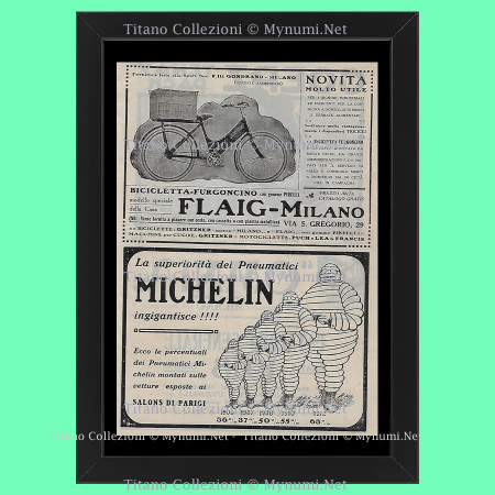 Anni ' 10  * Pubblicità Originale "Michelin, La Superiorità dei Pneumatici Michelin” Cornice