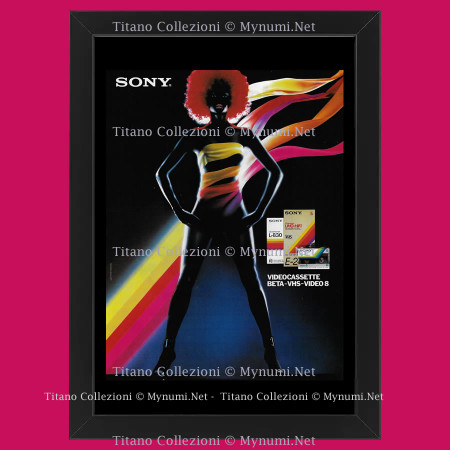 Anni '80  * Pubblicità Originale "Sony, Videocassette Beta-Vhs-Video8” Cornice