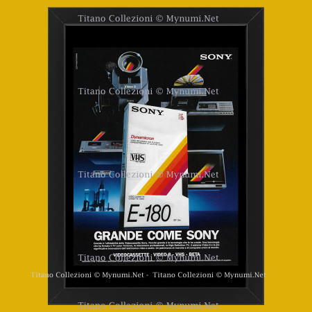 Anni '80  * Pubblicità Originale "Sony Videocassette, Grande Come Sony” Cornice