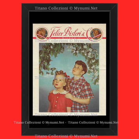 Anni '40  * Pubblicità Originale "Felice Bisleri & C., Ferro China, Coppia di Bambini” Cornice