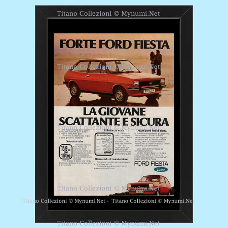 Anni ' 70  * Pubblicità Originale "Ford Fiesta, La Giovane Scattante E  Sicura" Cornice