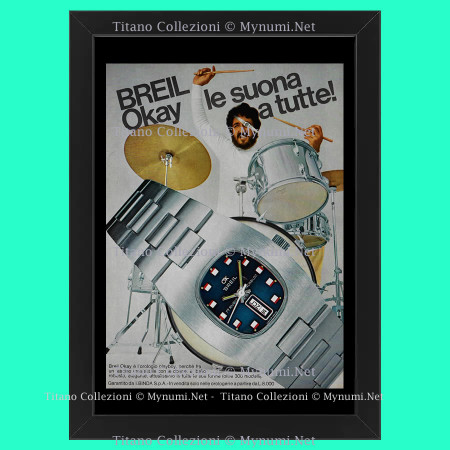 Anni '70  * Pubblicità Originale "Breil Orologio, Le Suona a Tutte” Cornice