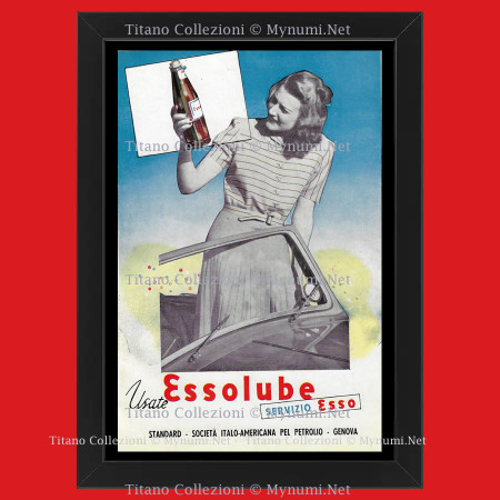 Anni '30  * Pubblicità Originale "Esso, Usate Essolube, Servizio Esso" Cornice