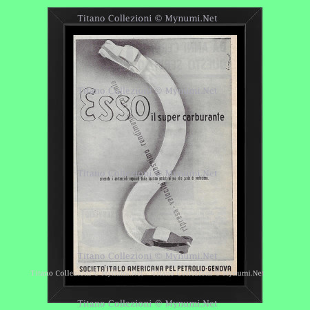 Anni '30  * Pubblicità Originale "Esso - BERNAZZOLI, Il Super Carburante" Cornice