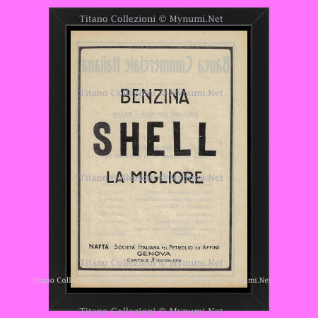Anni '20  * Pubblicità Originale "Shell, Benzina, La Migliore" Cornice