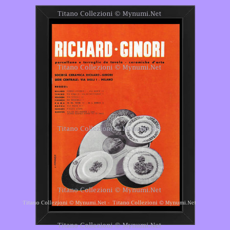 Anni '30  * Pubblicità Originale "Richard Ginori - L. VERONESI, Porcellane e Terraglie da Tavola" Cornice