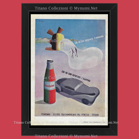 1940 * Pubblicità Originale 'Esso - Chi va col Mugnaio s’Infarina' in Cornice