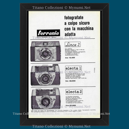 1961 * Pubblicità Originale 'Ferrania - Fotografate a Colpo Sicuro con la Macchina Adatta' in Cornice