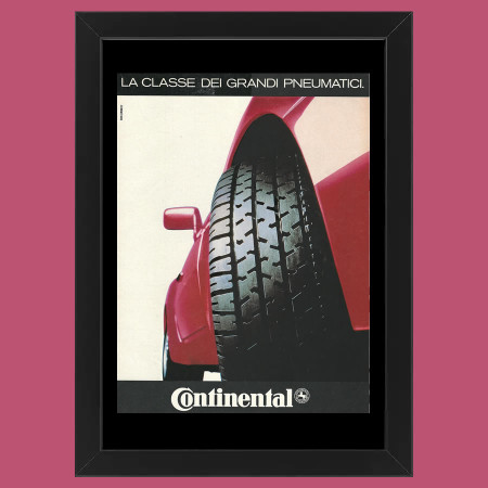 Anni ' 80  * Pubblicità Originale "Continental, La Classe dei Grandi Pneumatici" Cornice