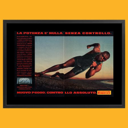 Anni ' 90  * Pubblicità Originale "Pirelli, La Potenza É Nulla Senza Controllo - Carl lewis, Tipo 3" Cornice