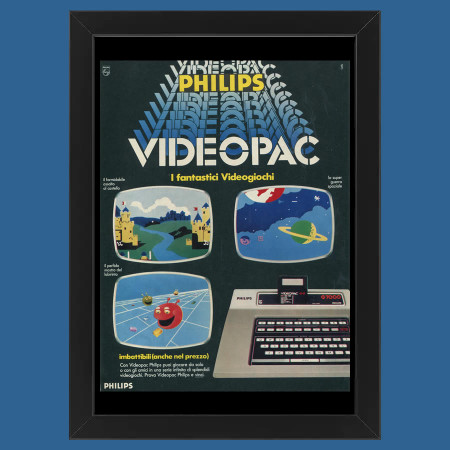 Anni ' 80  * Pubblicità Originale "Philips, Videopac I Fantastici Giochi” Cornice