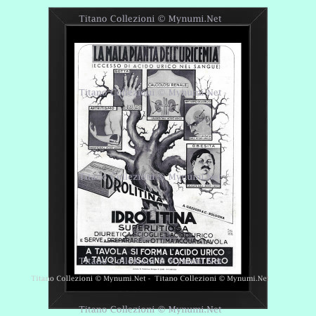 Anni '30  * Pubblicità Originale "Gazzoni & C. la Malapianta dell'Uricemia" Cornice