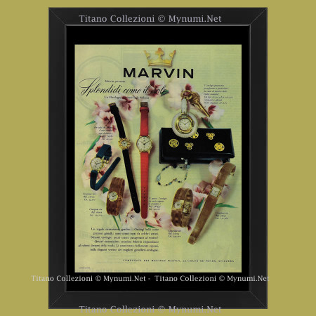 Anni '50  * Pubblicità Originale "Marvin Orologi, Splendidi Come il Sole" Cornice