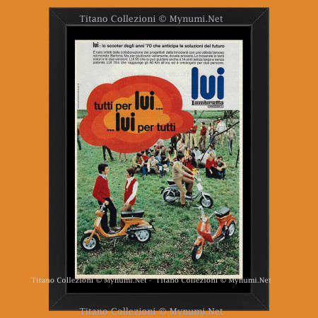 Anni '60  * Pubblicità Originale "Lambretta Innocenti, Tutti Per Lui... Lui Per Tutti" Cornice