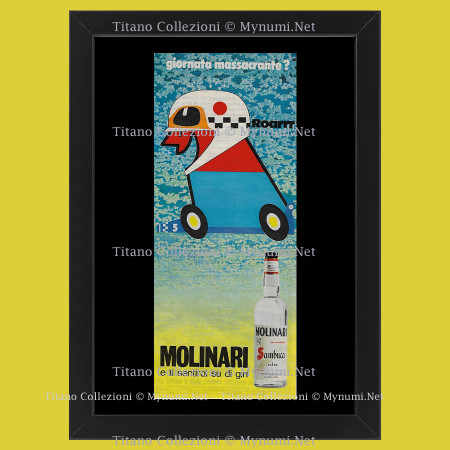 Anni '60  * Pubblicità Originale "Sambuca Molinari, Giornata Massacrante" Cornice