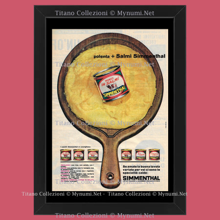 Anni '60  * Pubblicità Originale "S. TESTA, Simmenthal, Polenta Più Salmì" Cornice
