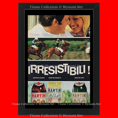 Anni '60  * Pubblicità Originale "Martini Rosso, Bianco, Dry, Cavalli" Cornice
