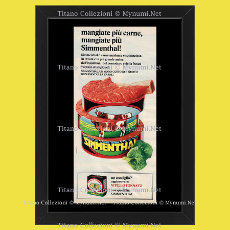 Anni '60  * Pubblicità Originale "S. TESTA, Simmenthal, Vitello Tonnato" Cornice