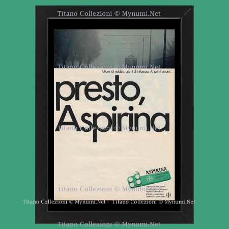 Anni '60  * Pubblicità Originale "Bayer Aspirina, Giorni di Nebbia" Cornice
