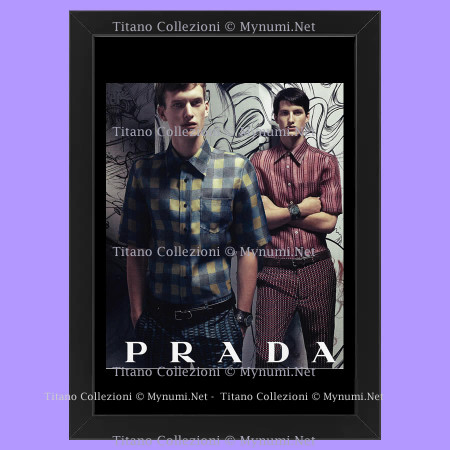 Anni ' 00  * Pubblicità Originale "Prada, Coppia di Uomini Vestiti con Camicie" Cornice