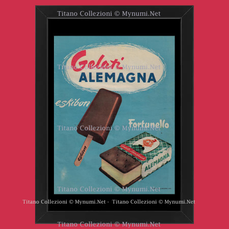 Anni '50  * Pubblicità Originale "Alemagna - ATA, Gelati, Eskibon, Fortunello" Cornice