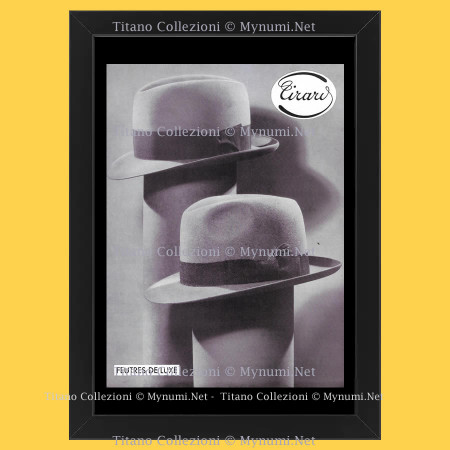 Anni ' 30  * Pubblicità Originale "Cirary, Cappelli, Feutres de Luxe" Cornice