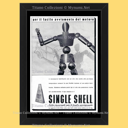 Anni ' 30  * Pubblicità Originale "Single Shell - ERBERTO CARBONI, Per il Facile Avviamento del Motore, Tipo 2" Cornice