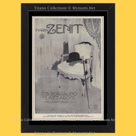 Anni ' 20  * Pubblicità Originale "Borsalino - DUDOVICH, Cappello, Marca Zenit" Cornice