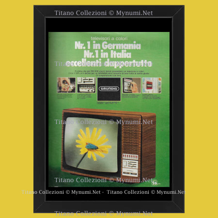 Anni ' 70  * Pubblicità Originale "Grundig - MRP PADOVA, Televisori a Colori, Nr. 1 in Germania e Italia" Cornice